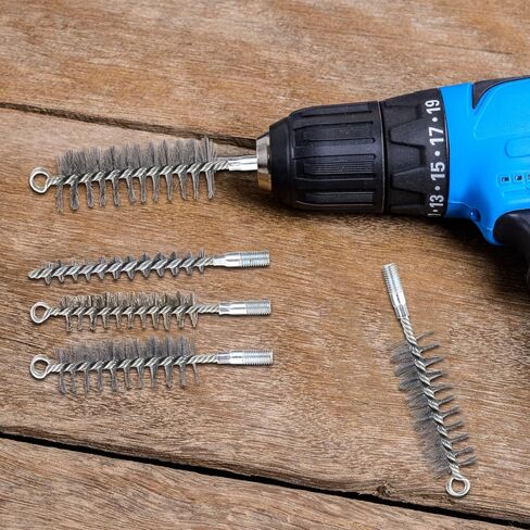 PATIKIL 40mm Dia Bore Brush, 2Pcs Stainless Steel Twisted Wire Cleaning Brush Round Cylinder Pipe Cleaner with 12mm Spiral Shank for Tubes, Ports, Bearings, Drill Driver, Silver Tone in Saudi Arabia