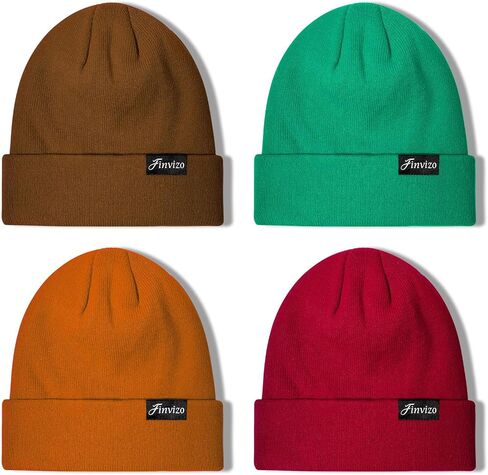 Winter Beanie Hats for Men Women: 4 Pack Knit Cuffed Beanies Skull Caps Unisex Warm Hat in Saudi Arabia