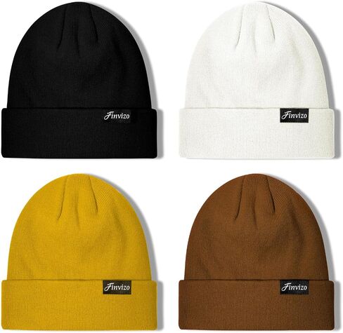 Winter Beanie Hats for Men Women: 4 Pack Knit Cuffed Beanies Skull Caps Unisex Warm Hat in Saudi Arabia