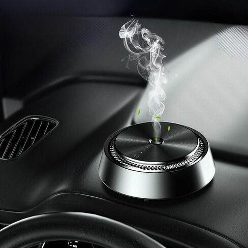 Smart Car Atomizing Aromatherapy Scent Diffuser, Aluminum Alloy Cordless/Wireless Essential Oil Low Noise Air Freshener Diffuser Smart Car, Royal Black in Saudi Arabia
