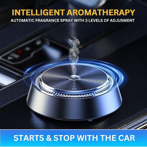 Smart Car Atomizing Aromatherapy Scent Diffuser, Aluminum Alloy Cordless/Wireless Essential Oil Low Noise Air Freshener Diffuser Smart Car, Royal Black in Saudi Arabia