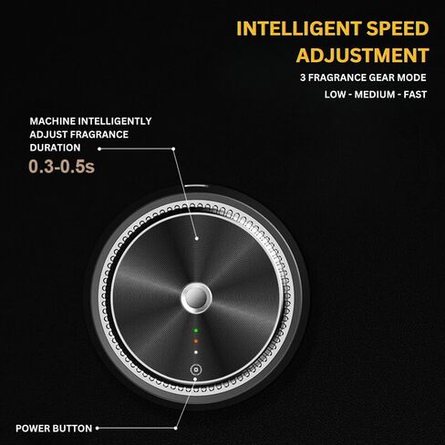 Smart Car Atomizing Aromatherapy Scent Diffuser, Aluminum Alloy Cordless/Wireless Essential Oil Low Noise Air Freshener Diffuser Smart Car, Royal Black in Saudi Arabia