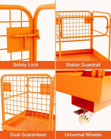 Forklift Safety Cage 36" X 36", 1200lbs Forklift Man Basket with 4 Wheels, Heavy Duty Steel Aerial Forklift Work Platform for Lifting Loader in Saudi Arabia