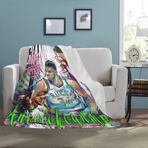 Giannis Blanket Lightweight Soft Flannel Antetokounmpo Graffiti Basketball Living Room Bedroom Sofa Decoration Sports Fan (B,40x50-Inch) in Saudi Arabia