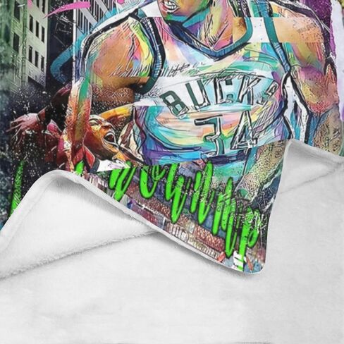 Giannis Blanket Lightweight Soft Flannel Antetokounmpo Graffiti Basketball Living Room Bedroom Sofa Decoration Sports Fan (B,40x50-Inch) in Saudi Arabia
