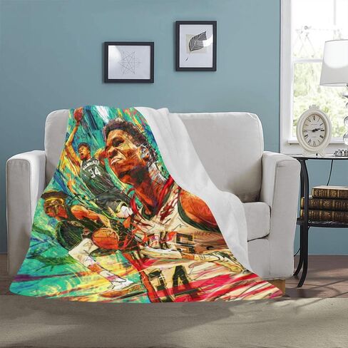 Giannis Blanket Lightweight Soft Flannel Antetokounmpo Graffiti Basketball Living Room Bedroom Sofa Decoration Sports Fan (B,40x50-Inch) in Saudi Arabia