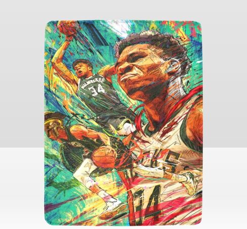 Giannis Blanket Lightweight Soft Flannel Antetokounmpo Graffiti Basketball Living Room Bedroom Sofa Decoration Sports Fan (B,40x50-Inch) in Saudi Arabia