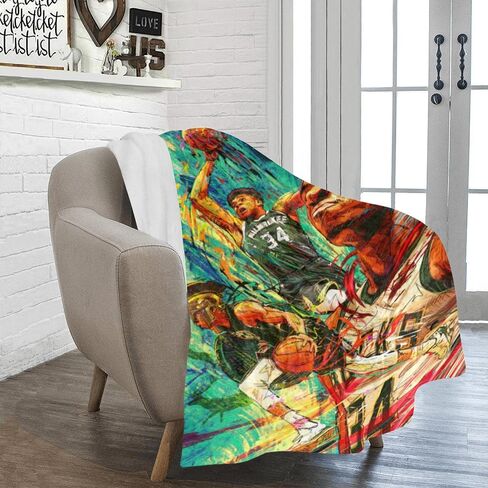 Giannis Blanket Lightweight Soft Flannel Antetokounmpo Graffiti Basketball Living Room Bedroom Sofa Decoration Sports Fan (B,40x50-Inch) in Saudi Arabia