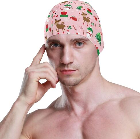 Swimming Cap Unisex Adult Swim Cap for Men Women Polyester Funny Animal Pattern in Kuwait