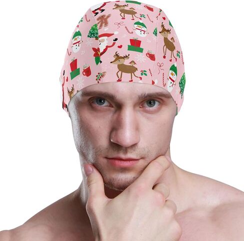 Swimming Cap Unisex Adult Swim Cap for Men Women Polyester Funny Animal Pattern in Kuwait