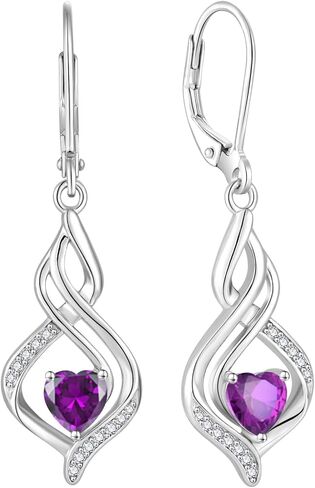 Inpasne Dangle Drop Earrings for Women 925 Sterling Silver Infinity Leverback Earrings with Birthstone Twisted Jewelry Gifts for Women Mom Her Wife Girlfriend Daughter in Kuwait