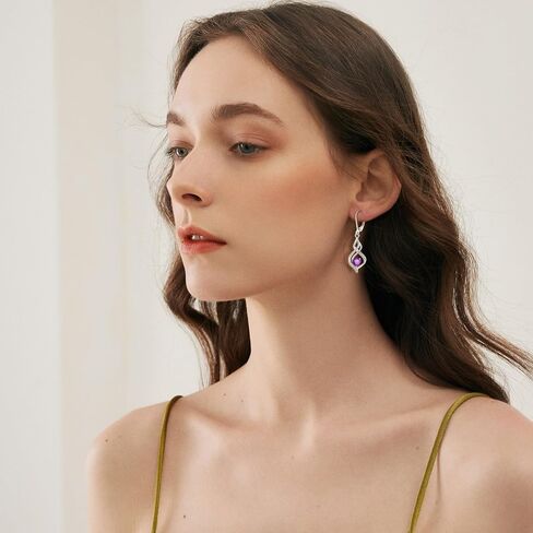 Inpasne Dangle Drop Earrings for Women 925 Sterling Silver Infinity Leverback Earrings with Birthstone Twisted Jewelry Gifts for Women Mom Her Wife Girlfriend Daughter in Kuwait