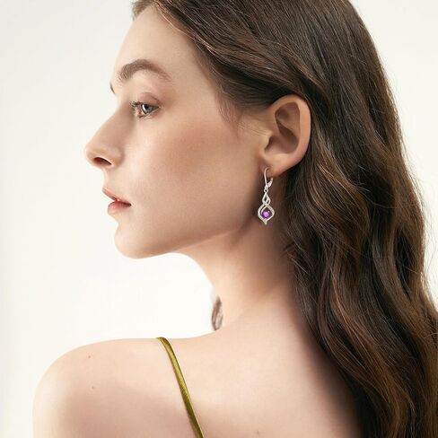 Inpasne Dangle Drop Earrings for Women 925 Sterling Silver Infinity Leverback Earrings with Birthstone Twisted Jewelry Gifts for Women Mom Her Wife Girlfriend Daughter in Kuwait