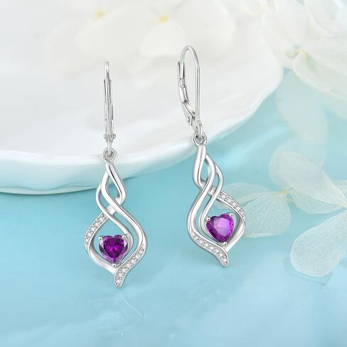 Inpasne Dangle Drop Earrings for Women 925 Sterling Silver Infinity Leverback Earrings with Birthstone Twisted Jewelry Gifts for Women Mom Her Wife Girlfriend Daughter in Kuwait
