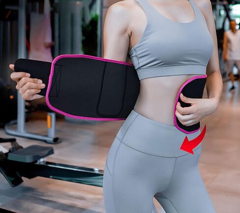 YIKANGHENG Elastic OK Cloth Black and Pink Waist Support Belt with Pocket for Yoga, Running and Sports in Saudi Arabia