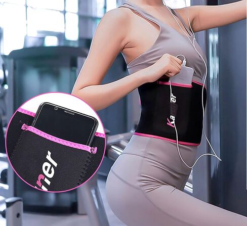 YIKANGHENG Elastic OK Cloth Black and Pink Waist Support Belt with Pocket for Yoga, Running and Sports in Saudi Arabia