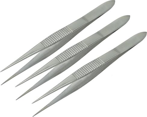 Set Of 50 Science Lab Tweezers Forceps Straight Splinter Forceps (50 Fine Point 3.5") in Kuwait