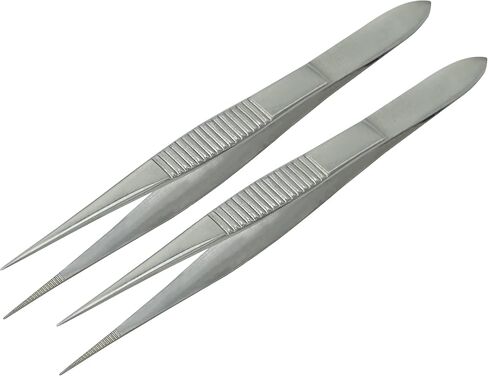 Set Of 50 Science Lab Tweezers Forceps Straight Splinter Forceps (50 Fine Point 3.5") in Kuwait