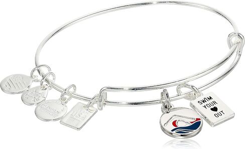 سوار Alex and Ani Collaborations قابل للتوسيع للنساء، Team USA Duo Charms، لمسة نهائية لامعة، 2 إلى 3.5 بوصة in Kuwait