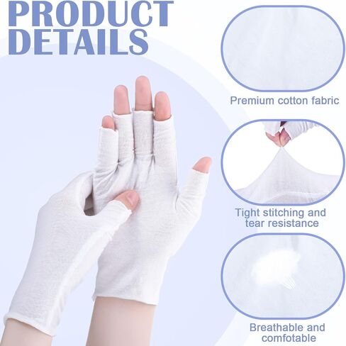 Geyoga 6 Pairs Fingerless Moisturizing Gloves Eczema Cotton Gloves for Adults Half Finger Touchscreen Glove Lotion Gloves Overnight Dry Hands for Women Sleeping Gloves (Black) in Saudi Arabia