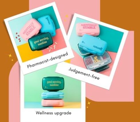 Pill Organizer, Cute Pill Organizer, Weekly Pill Organizer, Pill Organizer for Vitamins, Silicone Pill Organizer, Pink, Mentally Stable, Large in Saudi Arabia