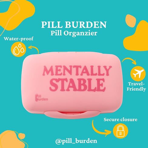 Pill Organizer, Cute Pill Organizer, Weekly Pill Organizer, Pill Organizer for Vitamins, Silicone Pill Organizer, Pink, Mentally Stable, Large in Saudi Arabia