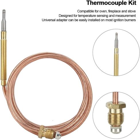 Gas Thermocouple Kit, Heater Protection Equipment Temperature Sensing Probe with Nut Replacement Thermocouple for Gas Furnaces and Fireplace(600mm) in Saudi Arabia