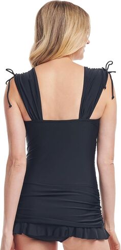 Mazu Women's One Piece Ruffle Skirt Swimsuits Tummy Control Swimdress V Neck Grecian Skater Ruched Bathing Suit in Saudi Arabia
