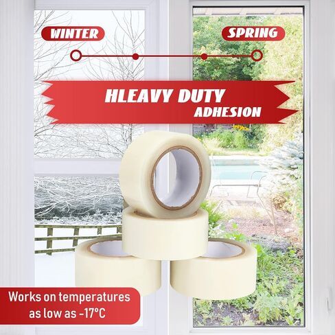 Frienda 4 Rolls Transparent Window Weather Sealing Tape 2 Inch x 30 yd (90 Ft) Each Clear Window Seal Tape Isolation Window Insulation Kit Draft Moisture Resistant Sealing Tape for Outdoor Winter in Saudi Arabia