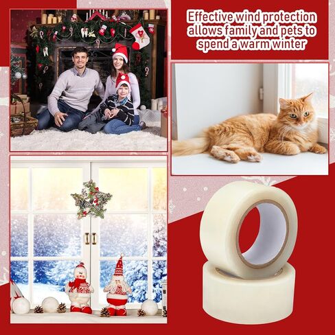 Frienda 4 Rolls Transparent Window Weather Sealing Tape 2 Inch x 30 yd (90 Ft) Each Clear Window Seal Tape Isolation Window Insulation Kit Draft Moisture Resistant Sealing Tape for Outdoor Winter in Saudi Arabia
