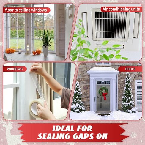 Frienda 4 Rolls Transparent Window Weather Sealing Tape 2 Inch x 30 yd (90 Ft) Each Clear Window Seal Tape Isolation Window Insulation Kit Draft Moisture Resistant Sealing Tape for Outdoor Winter in Saudi Arabia