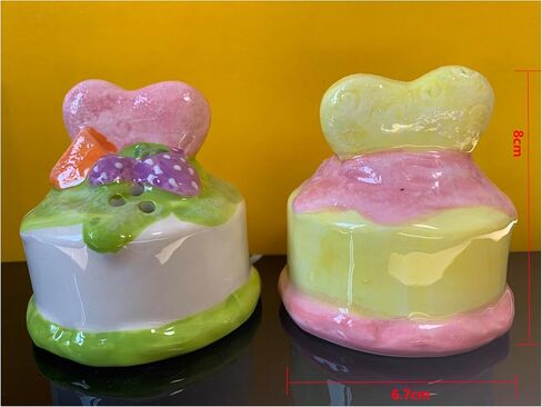 Ceramic 3D Fruit-shaped Pattern DIY Salt and Pepper Seasoning Set - Stylish and Functional Tableware for Kitchen and Dining - Surprise Gift (Cake-2) in Saudi Arabia