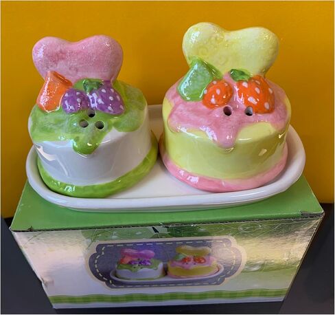 Ceramic 3D Fruit-shaped Pattern DIY Salt and Pepper Seasoning Set - Stylish and Functional Tableware for Kitchen and Dining - Surprise Gift (Cake-2) in Saudi Arabia