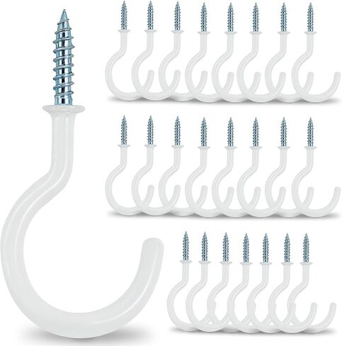 HULISEN 2.9" Large Ceiling Hooks, 24 Pcs Heavy Duty Screw-in Wall Hooks, Vinyl Coated Sturdy Screw Cup Hook for Hanging Plants, Mugs, Wind Chimes, Utensils (Easy to Install) in Saudi Arabia