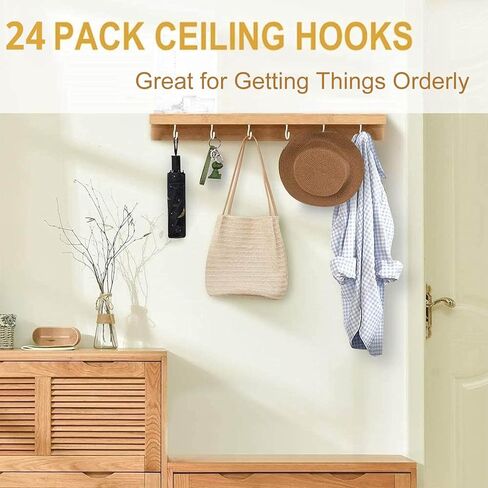 HULISEN 2.9" Large Ceiling Hooks, 24 Pcs Heavy Duty Screw-in Wall Hooks, Vinyl Coated Sturdy Screw Cup Hook for Hanging Plants, Mugs, Wind Chimes, Utensils (Easy to Install) in Saudi Arabia