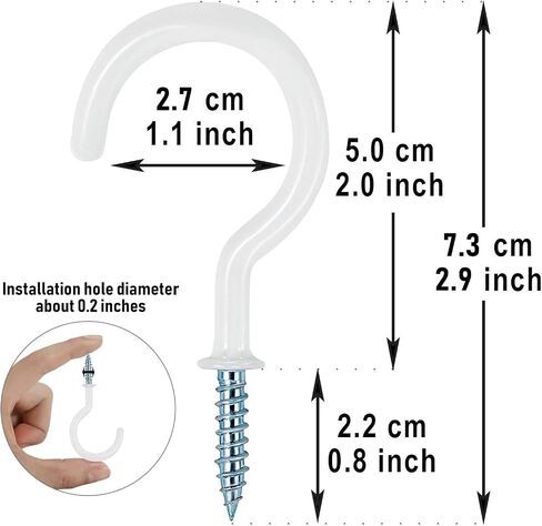 HULISEN 2.9" Large Ceiling Hooks, 24 Pcs Heavy Duty Screw-in Wall Hooks, Vinyl Coated Sturdy Screw Cup Hook for Hanging Plants, Mugs, Wind Chimes, Utensils (Easy to Install) in Saudi Arabia