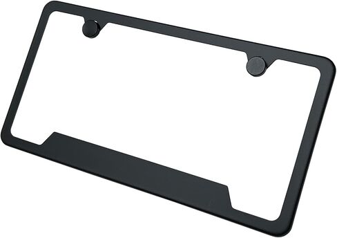 T304 Stainless Steel Bottom Cut Out Corner License Plate Frame Matte Black Powder Coated Universal Fit Aluminum Screw On Cap Cover, Silicone Back Guard, Rust Proof Weather Proof (Qty: 1 Frame) in Kuwait