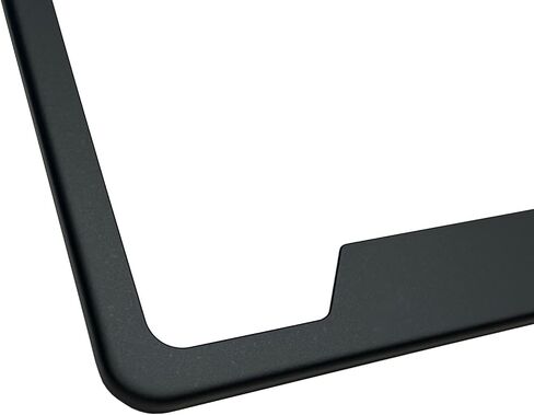 T304 Stainless Steel Bottom Cut Out Corner License Plate Frame Matte Black Powder Coated Universal Fit Aluminum Screw On Cap Cover, Silicone Back Guard, Rust Proof Weather Proof (Qty: 1 Frame) in Kuwait
