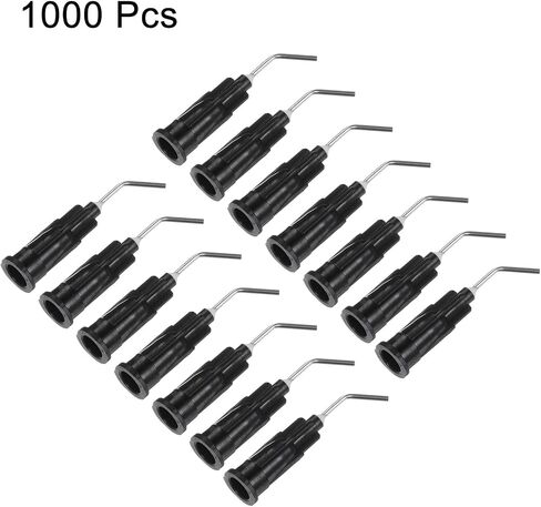 HARFINGTON 1000pcs Blunt Tip Dispensing Needles, 20 Gauge 45 Degrees Bent Dispensing Tips 0.4" End Angled Dispenser Needle with Luer Elbow Blunt Needle for Oil or Glue Applicator, Black in Saudi Arabia