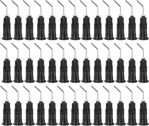 HARFINGTON 1000pcs Blunt Tip Dispensing Needles, 20 Gauge 45 Degrees Bent Dispensing Tips 0.4" End Angled Dispenser Needle with Luer Elbow Blunt Needle for Oil or Glue Applicator, Black in Saudi Arabia