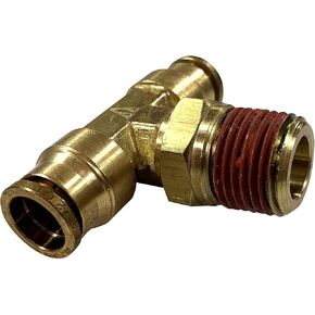 1/2" Tube O.D. x 1/2" MNPT Heavy Duty Brass Push-In Swivel Branch Tee, Splitter For Air Line, Pneumatic Fitting (1)