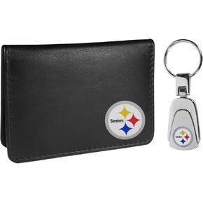 Siskiyou Sports NFL Pittsburgh Steelers Weekend Bi-fold Wallet & Steel Key Chain, Black, One Size