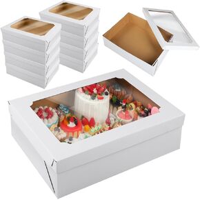 10 Pcs Half Sheet Cake Boxes with Window 14x19Inch Bakery Boxes Cardboard Rectangle Cake Packaging Boxes for Donuts Cupcakes Baking Pastry Decorating Supplies (14.57 x 19.5 x 5 Inches)