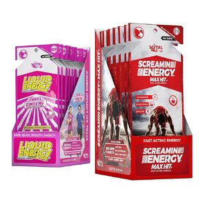 مجموعة VITAL 4U® Energy Combo - قهوة Screamin Energy Max Hit & Liquid Energy®، والجينسنغ، وفيتامينات B، والكافيين، 24 قيراط...