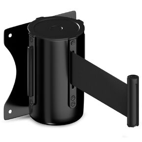 Kaiyomi Crowd Control 16 Foot Mount Retractable Belt Barrier, Black Belt with Black Steel Case