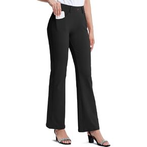 M MOTEEPI Women 29" High Waisted Bootcut Dress Pants for Women Stretchy Black Work Pants with 4 Pockets for Business Casual Medium