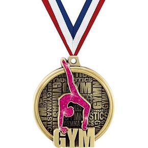 Crown Awards Gymnastics Medals - 2" Kudos Pink Gymnast Award Medals Gold Prime