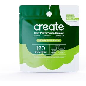 Create Greens Creatine Monohydrate Gummies for Men & Women - Boost Energy, Immunity, and Strength, Anti-Melting Formula, Vegan, Gluten-Free, Non-GMO, 1 Gram Creatine per Gummy (120 ct)