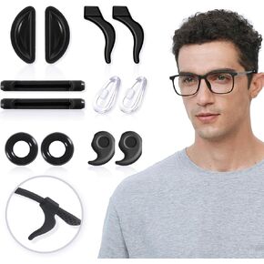 Eyeglasses Nose Pads, Anti-Slip Silicone Nose Pads and Eyeglass Ear Grip, Suitable for Glasses and Sunglasses - 24 Pairs