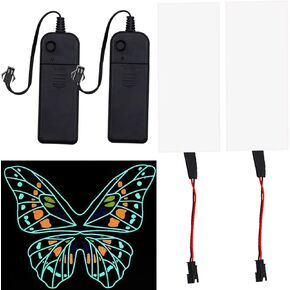 EL Panel Electroluminescent Light Sheet Light Decorations Light Neon Sheet 12 cm x 5 cm (4.8" x 2.0") ON/Slow Flash/Fast Flash, Iceblue, 1Pack